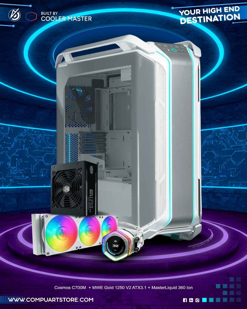 Cosmos C700M  White  With 1250W PSU With ION 360 Bundle White